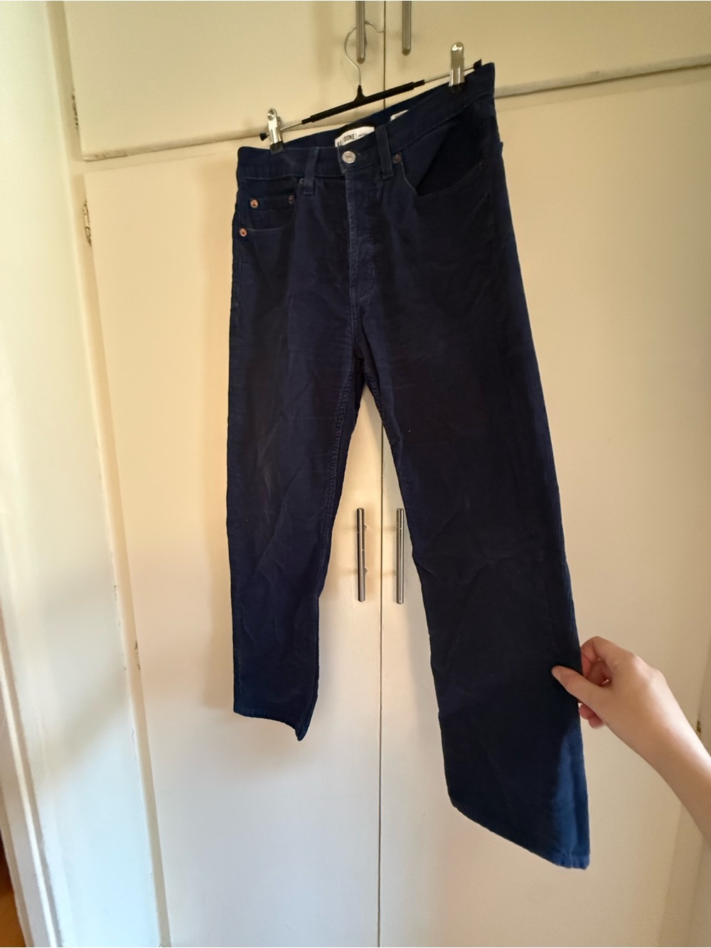 Re/Done blue corduroy pants / straight leg ankle